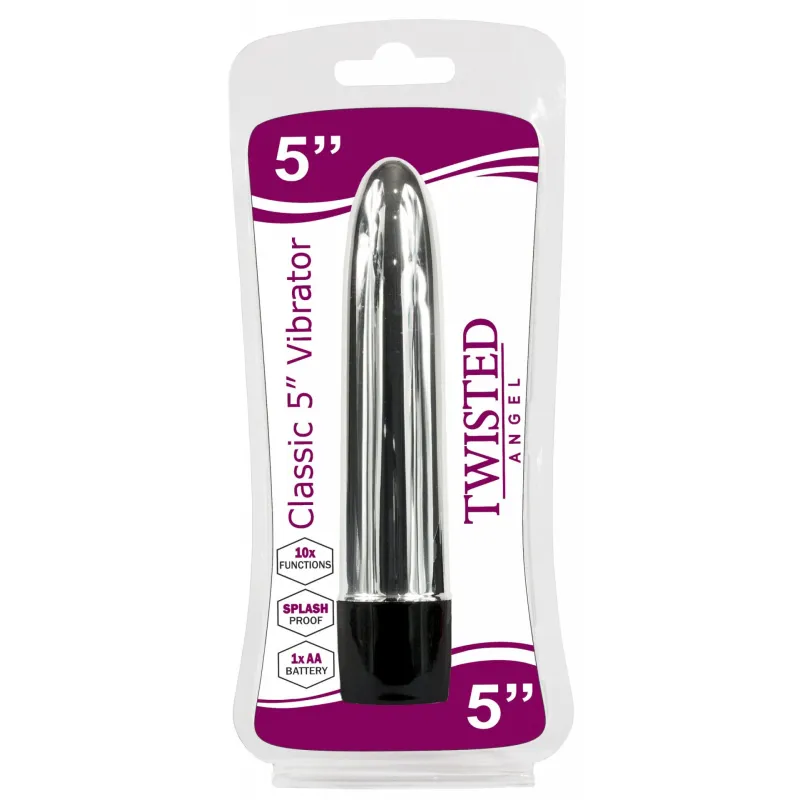 Twisted Angel Silver 5" Classic Vibrator (Silver)