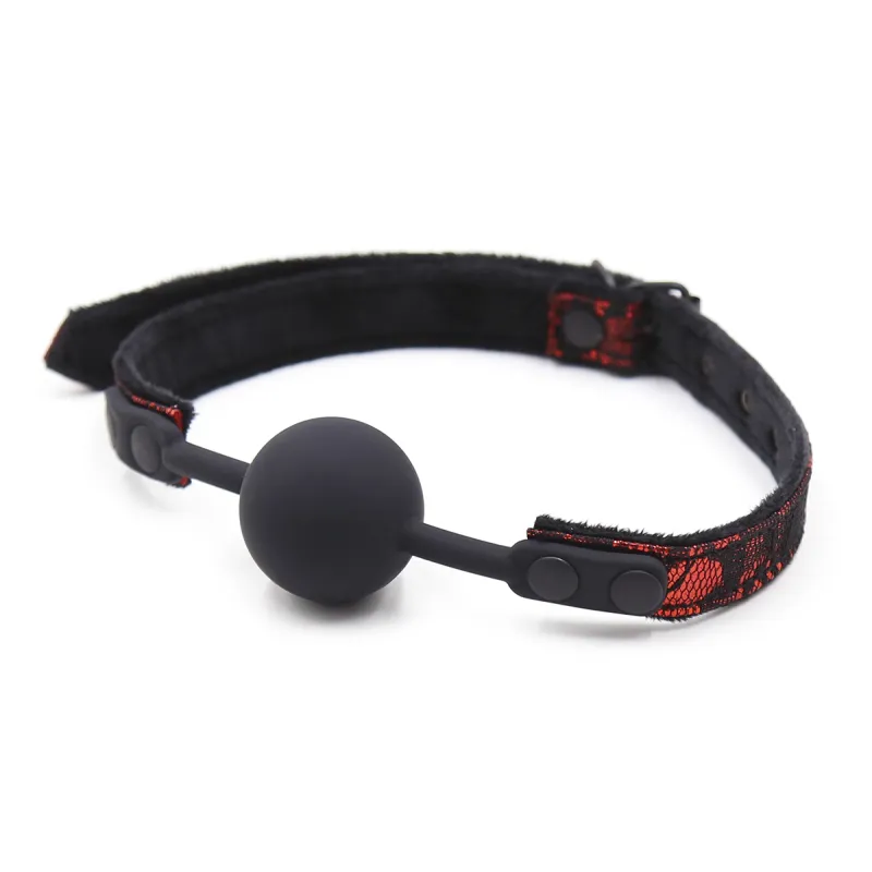 Black Diamond Bondage Co Silicone and Lace Ball Gag (Black/Red)