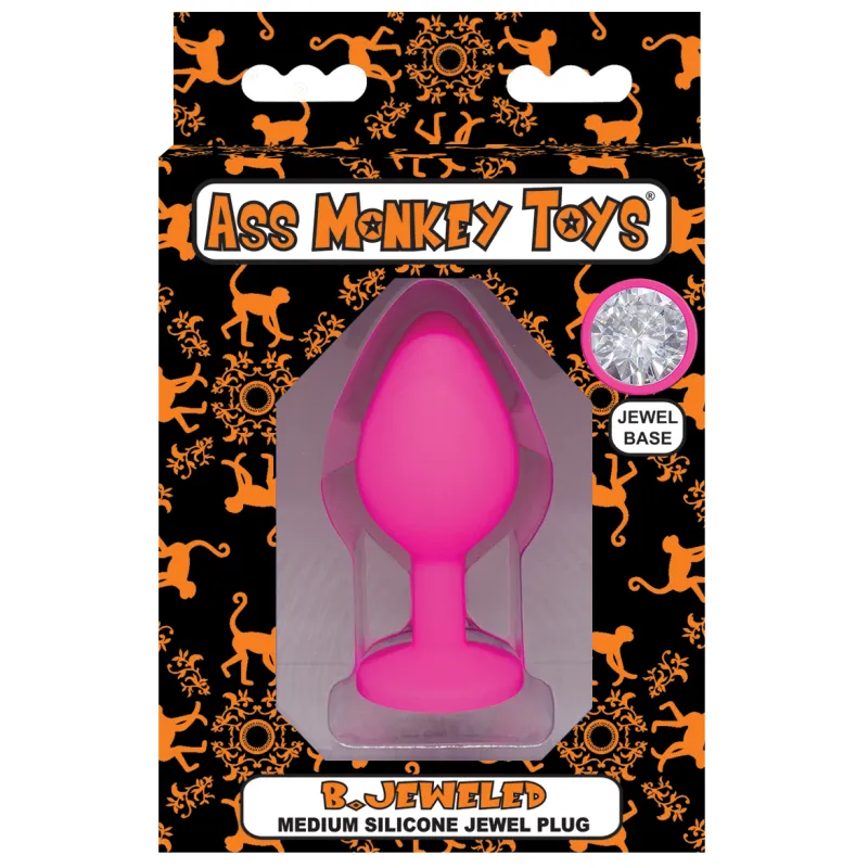 B.Jeweled Medium Pink Butt Plug (Pink, Medium, Ass)