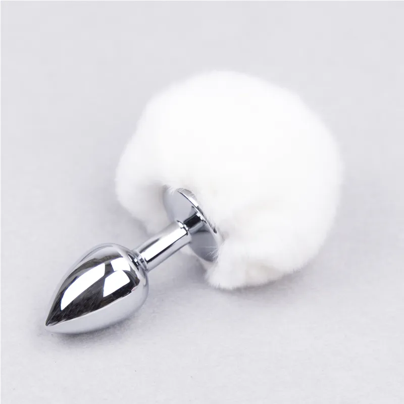 White Bunny Tail Butt Plug (White)