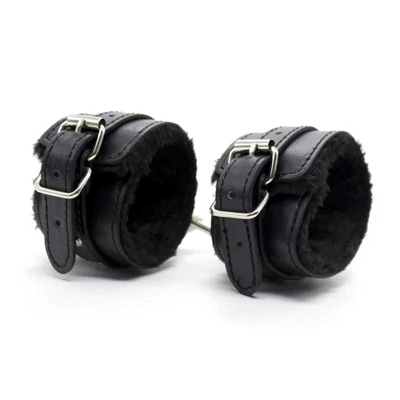 Black Diamond Bondage Co Faux Fur Lined Wrist Cuffs (Black)