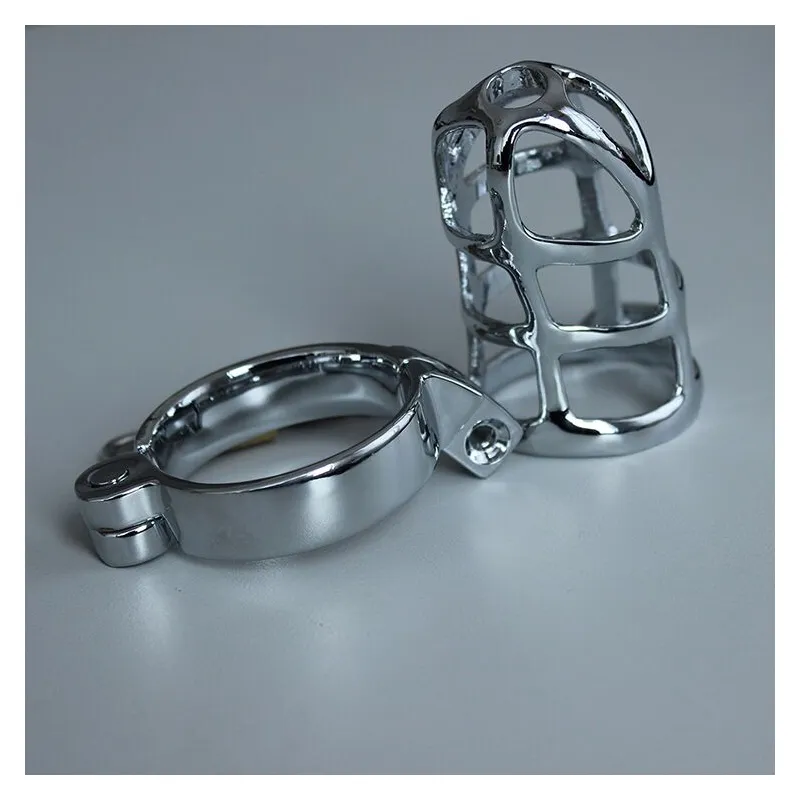 Deluxe Lockable Chastity Cock Cage (Silver)