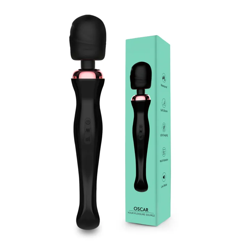 Oscar - Large Rechargeable Wand Massager (Black)