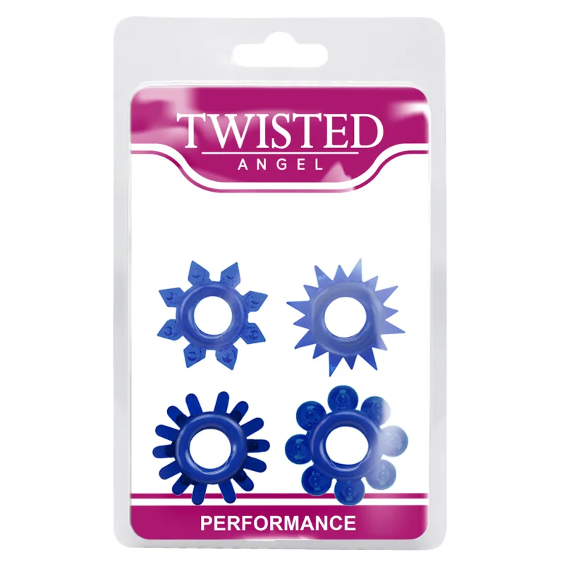 Twisted Angel Performance Blue Cock Ring Set (Blue)
