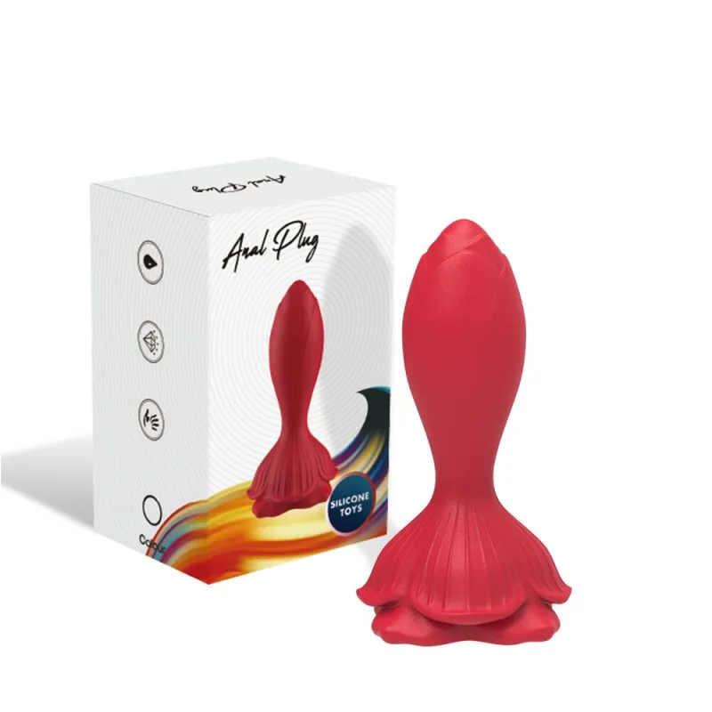 Red Rose Plug Vibrating &amp; Rechargeable