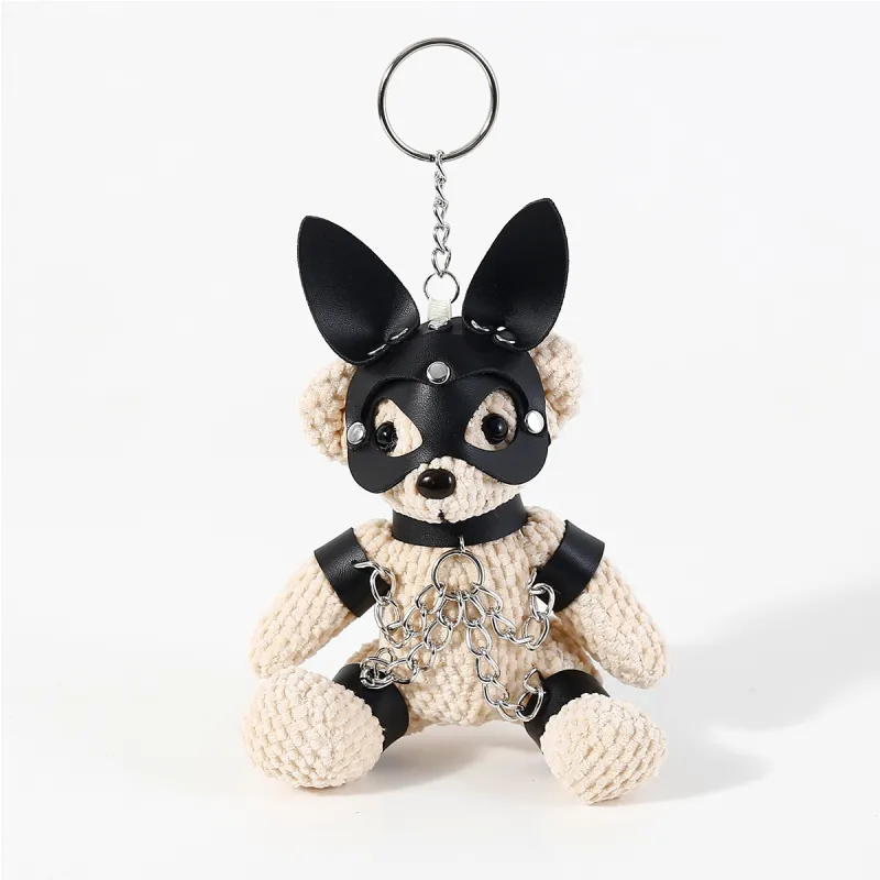 Bondage Teddy Bear Keyring Black With Ears