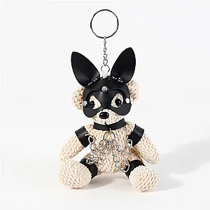 Bondage Teddy Bear Keyring Black With Ears