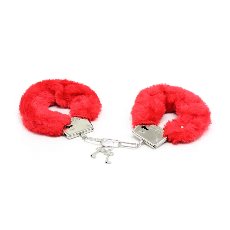 Red Fur Covered Hand Cuffs (Red)