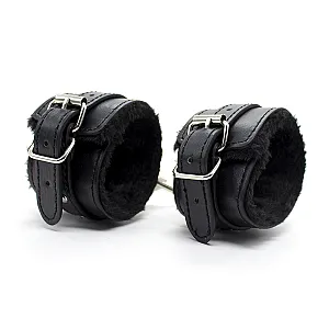 Black Diamond Bondage Co Faux Fur Lined Ankle Cuffs (Black)